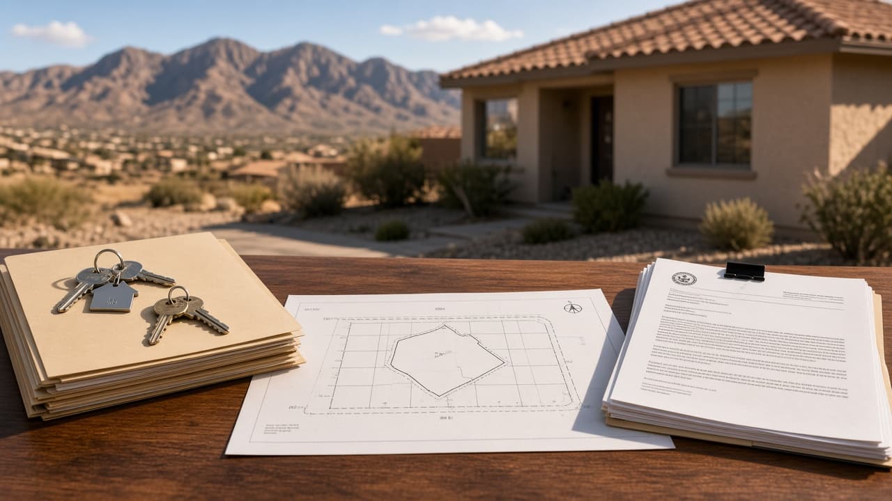Partition action consulting packet, survey plat, and house keys for a Las Vegas inherited property